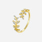 Zirkonia Leaf Ring 925 Sølv 18K Guldbelagt