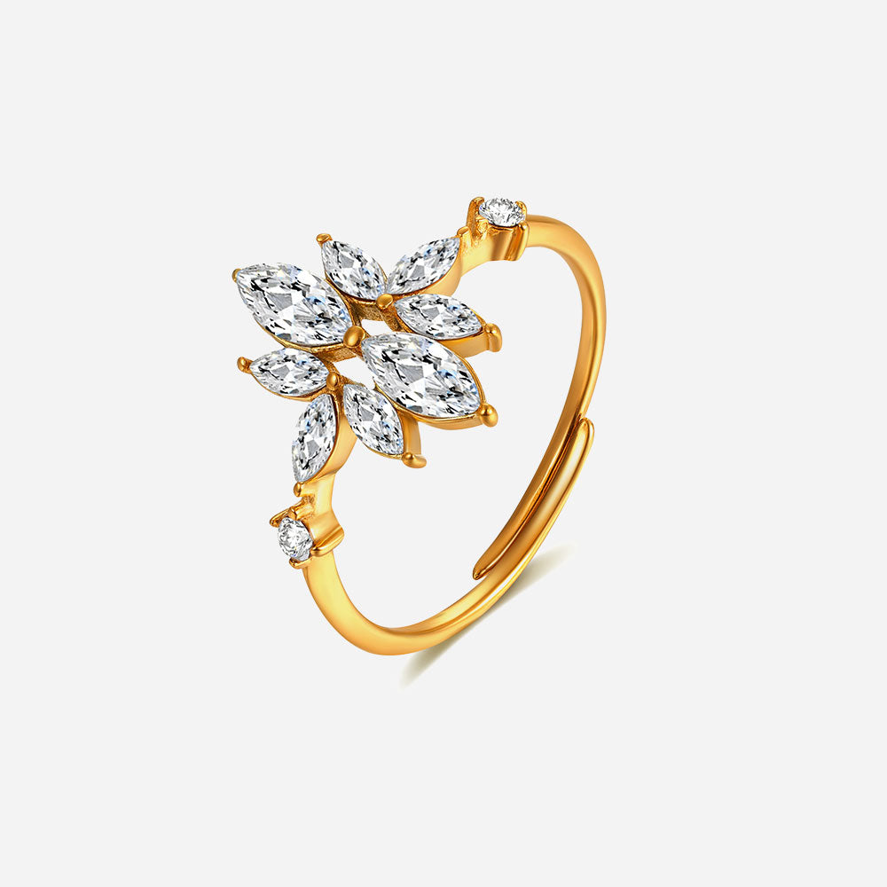 Crystal Flower Ring 18K Guldbelagt