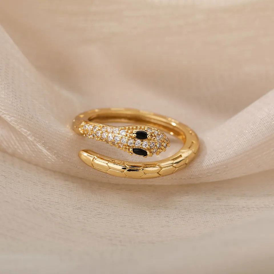 Glimtende Zirkonia Slange Ring 18K Guldbelagt